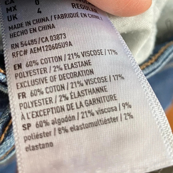 AMERICAN Eagle Dark Wash Jegging Crop Mid Rise Skinny distressed Jeans  Size 0 - Picture 9 of 12